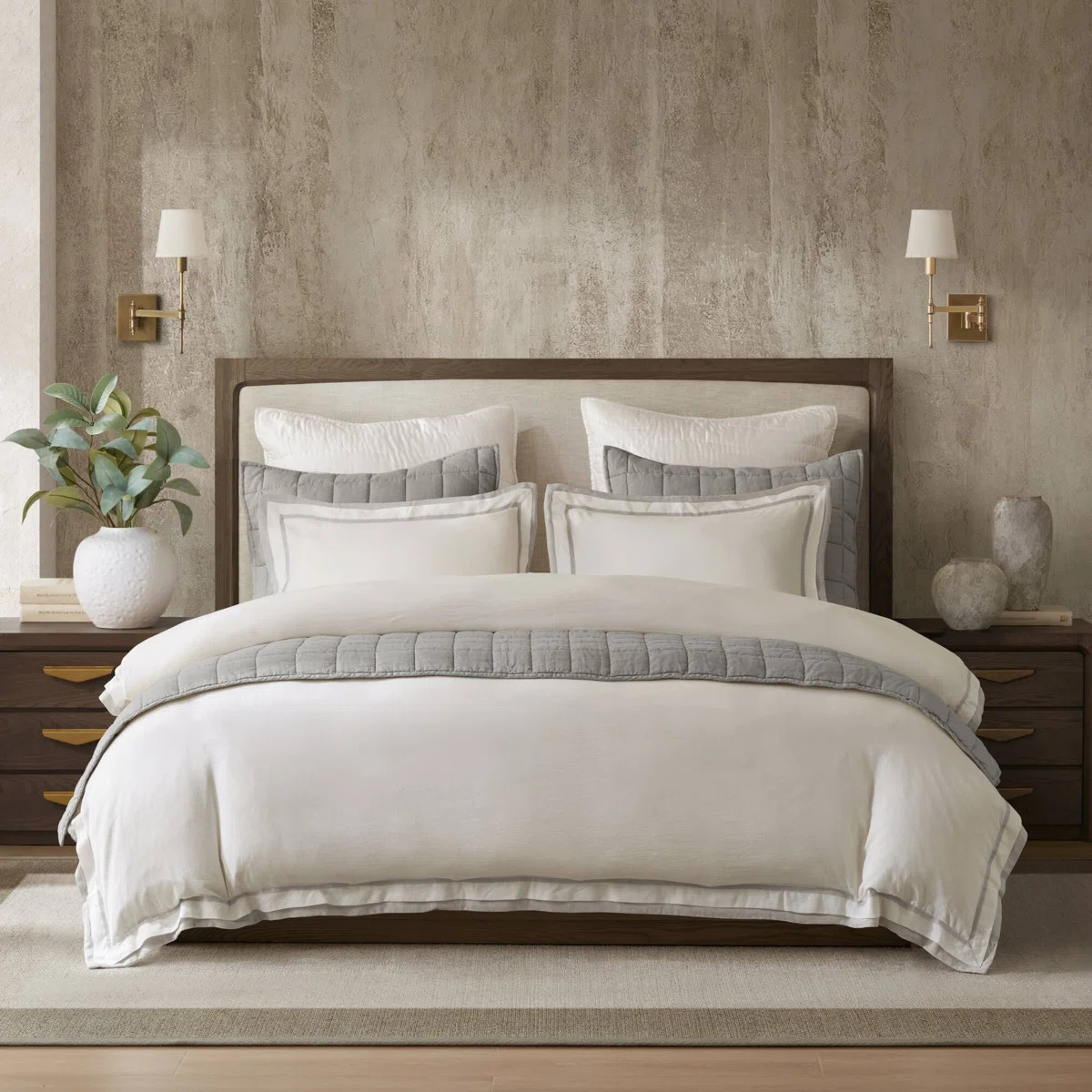 Linen Blend Double Flange Duvet Cover Set | Wayfair North America