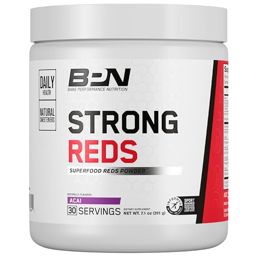 BARE PERFORMANCE NUTRITION, BPN Strong Reds Superfood Powder, Digestive Enzymes, Antioxidants, Improved Natural Energy, 30 Servings, Acai | Amazon (US)