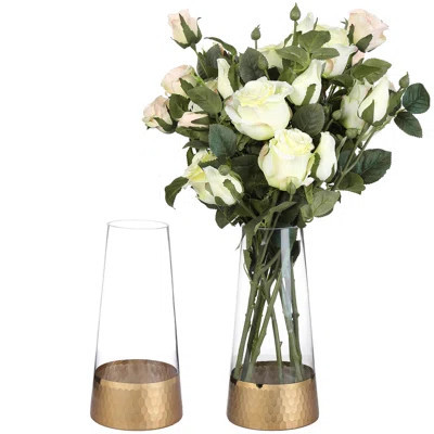 Crichlow Clear & Gold Glass Table Vase | Wayfair North America