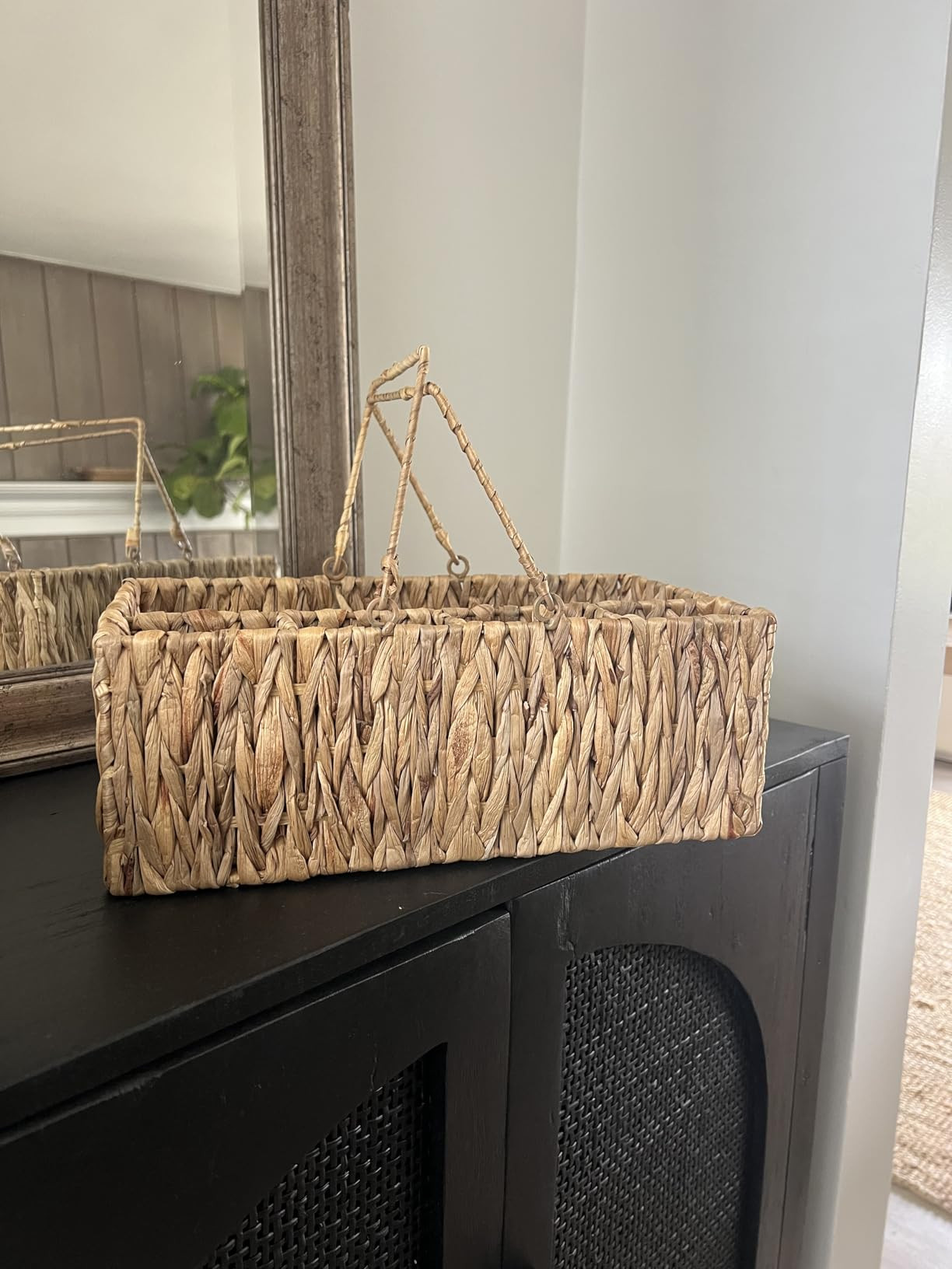 Silverware Holder for Party, Wicker Utensil Caddy, Woven Picnic Caddy for Plates, Water Hyacinth ... | Amazon (US)