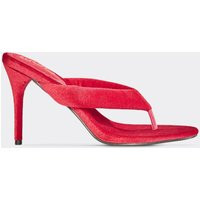 Lavished Padded Thong Strap Heeled Mule In Red Velvet, Women's Size UK 5 | EGO (UK)