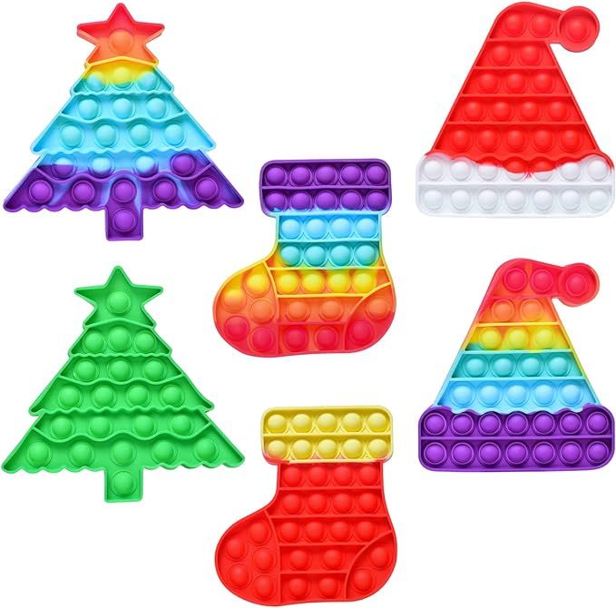 Xesakesi 6 Pack Christmas Decorations Jumbo Pop Fidget Toys Push Bubble Sensory Toy Christmas Par... | Amazon (US)