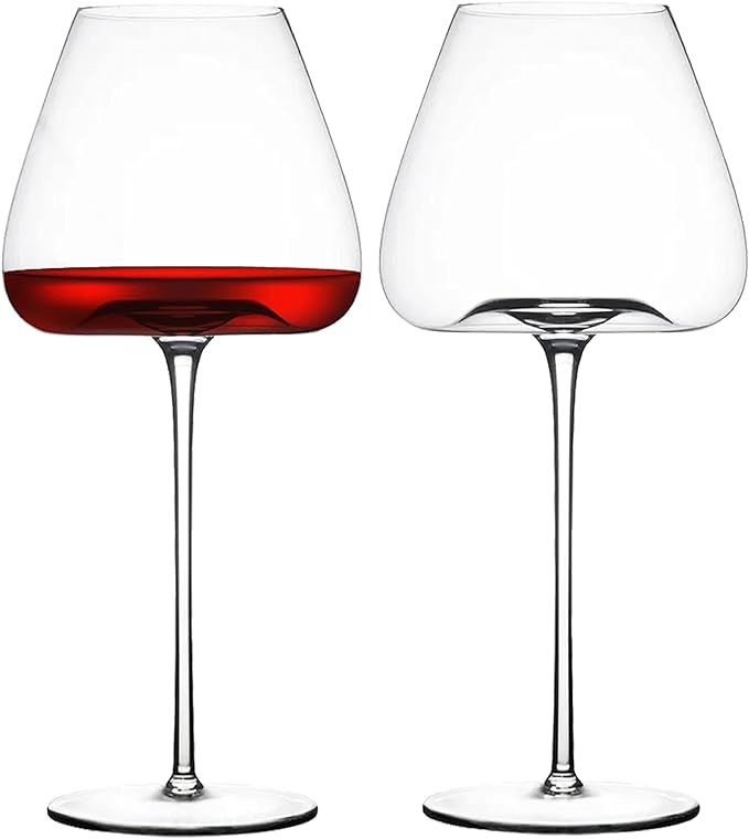 Wine Glasses Set of 2. 24.3 oz (720 ml.) | Elegant Hand blown White and Red Wine Glasses | Lead-f... | Amazon (US)