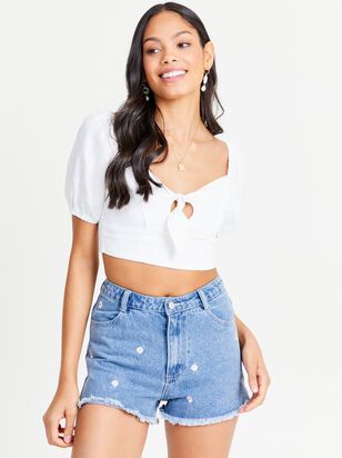 Daisy Embroidered Denim Shorts | Altar'd State