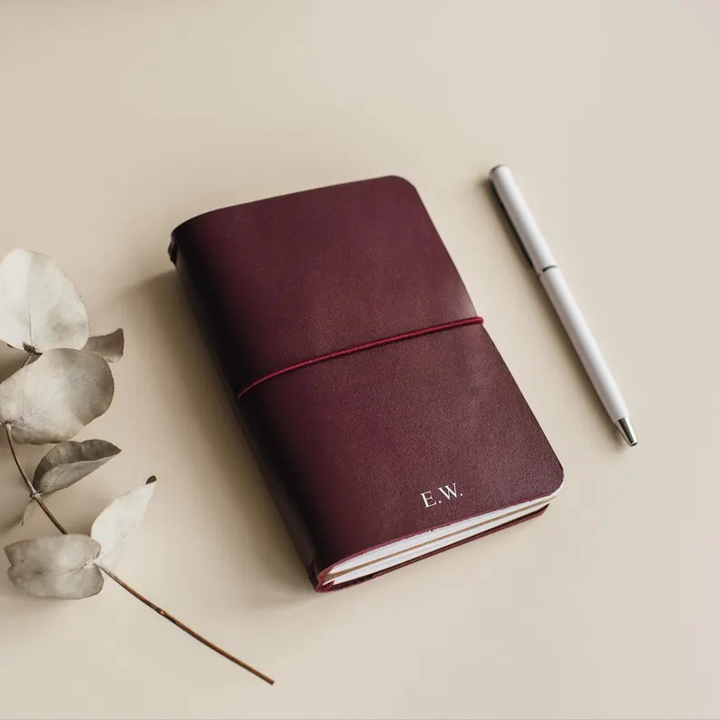 Burgundy Refillable Journal Cover for Women, Personalized Travelers Notebook Cover A6 A5, Custom ... | Etsy (US)