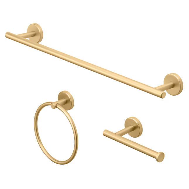 allen + roth 3-Piece Harlow Gold Decorative Bathroom Hardware Set with Towel Bar,Toilet Paper Hol... | Lowe's