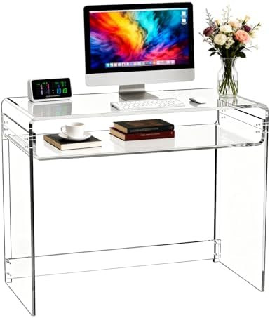 Acrylic Desk Laptop Study Table Home Office Console Table Entrance Tables, 33.5'' x 15.7'' x 29.5... | Amazon (US)