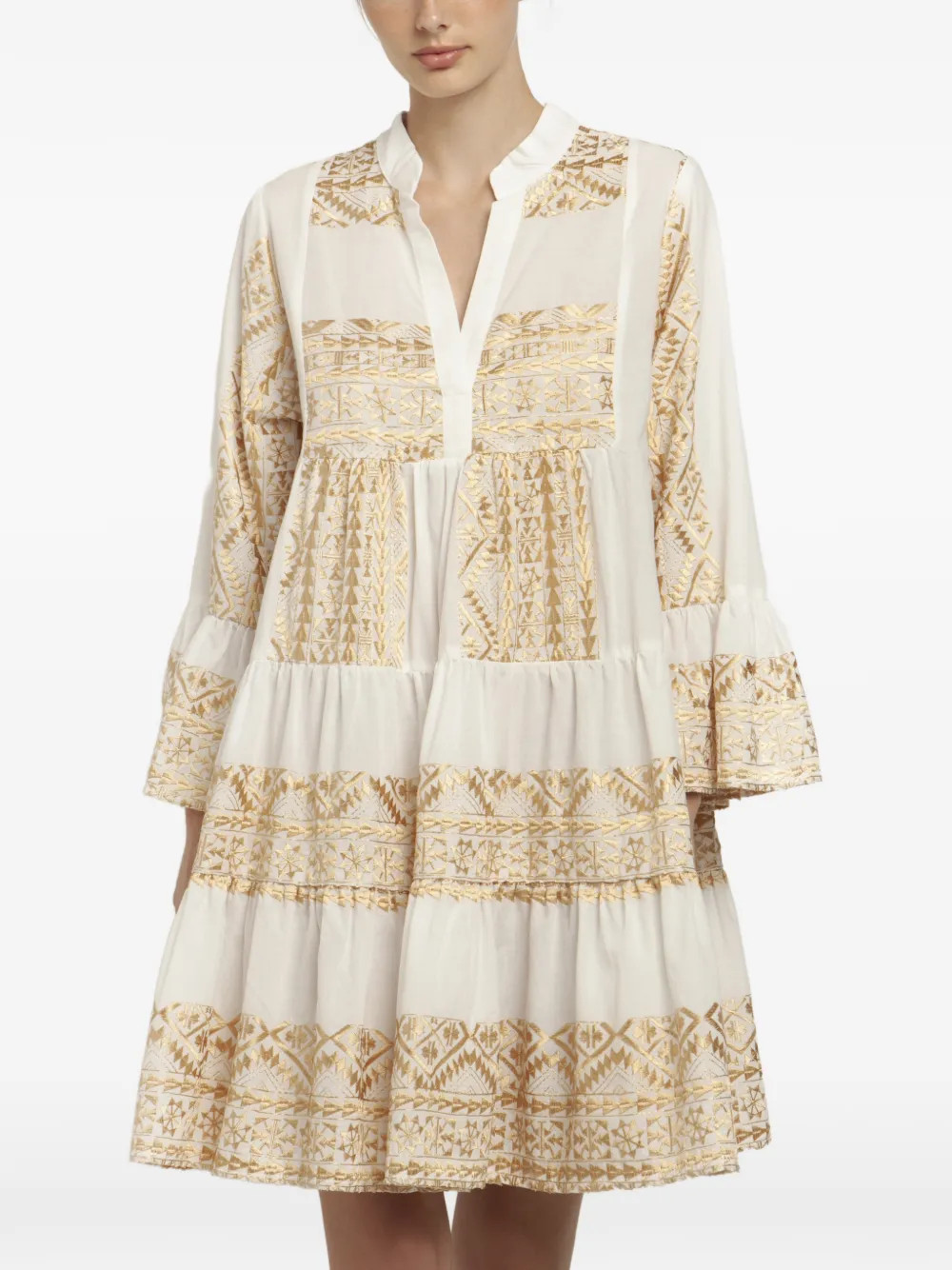 GREEK ARCHAIC KORI Embroidered Tiered Dress | White | FARFETCH | Farfetch Global