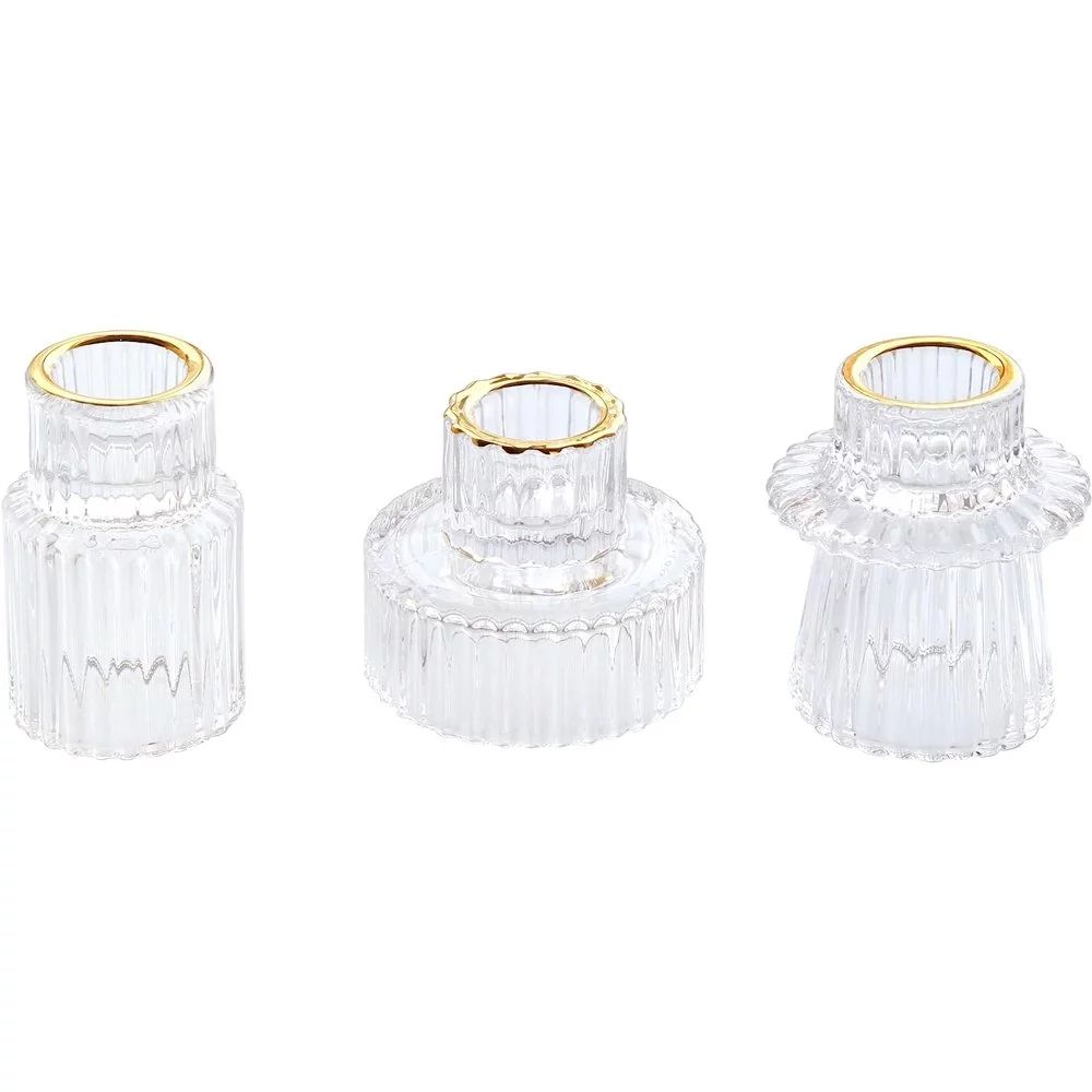 HofferRuffer Set of 3 Taper Glass Candle Holders, Tealight Candlestick Holders for Table Centerpi... | Walmart (US)