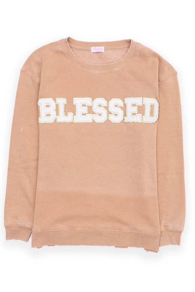 Blessed Chenille Patch Graphic Sweatshirt FINAL SALE | Pink Lily