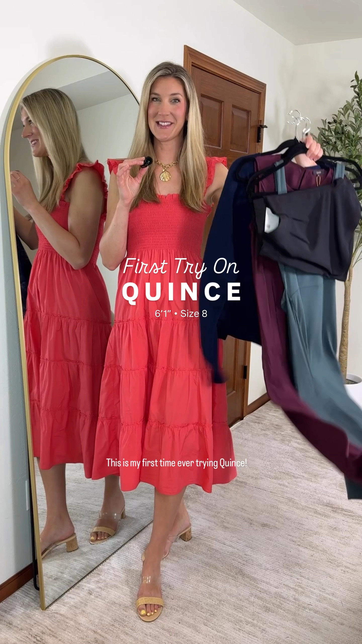 First ever quince try on! All the items are tall girl approved and super impressed with the sleeve length! 

👉🏻wearing my true medium in all and felt they fit true to size 

#quincepartner @onequince

#LTKStyleTip #LTKSummerEdit #LTKSeasonal