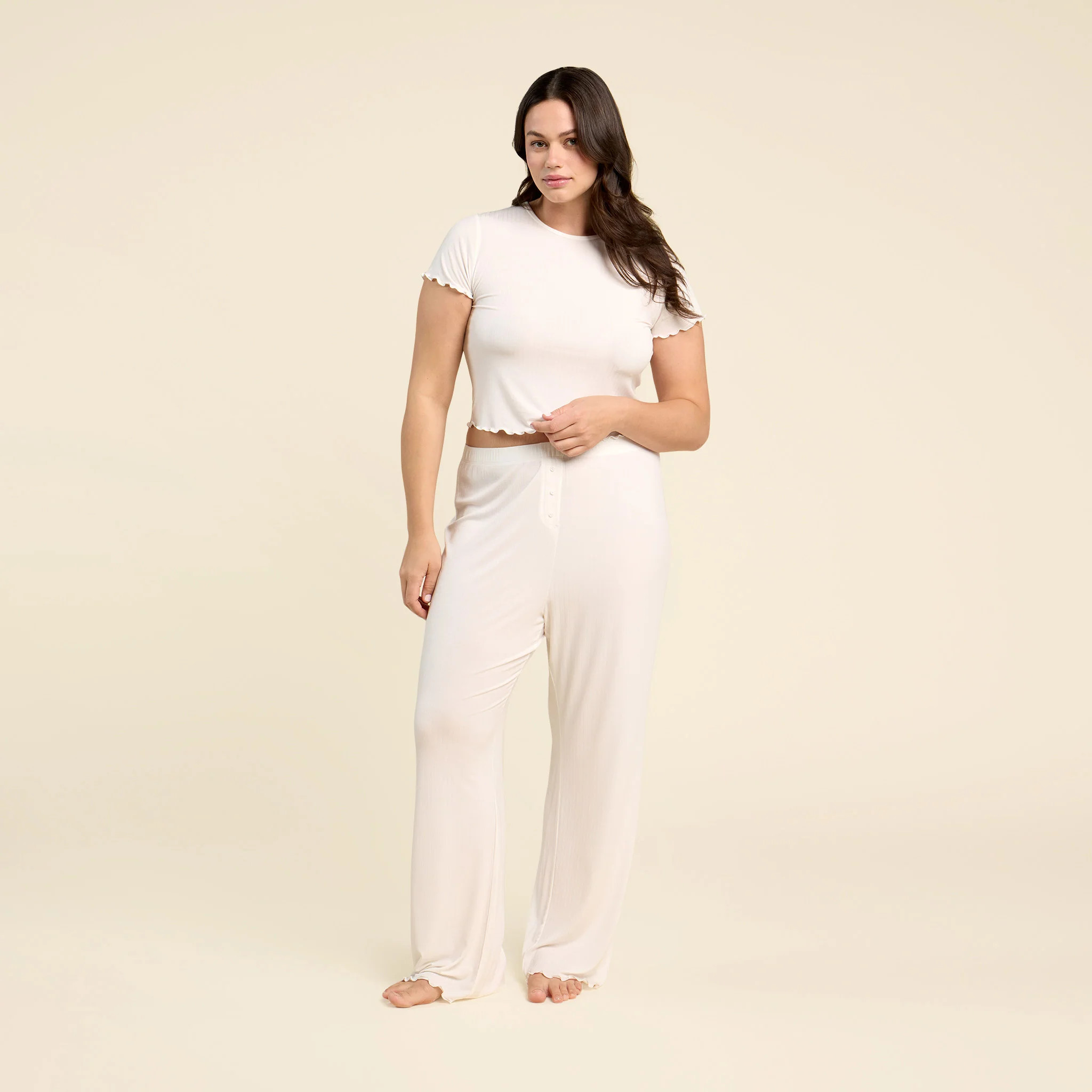 Mini Rib Wide Leg Pant | nuuds