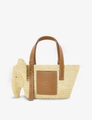 Elephant small raffia and leather shoudler bag | Selfridges