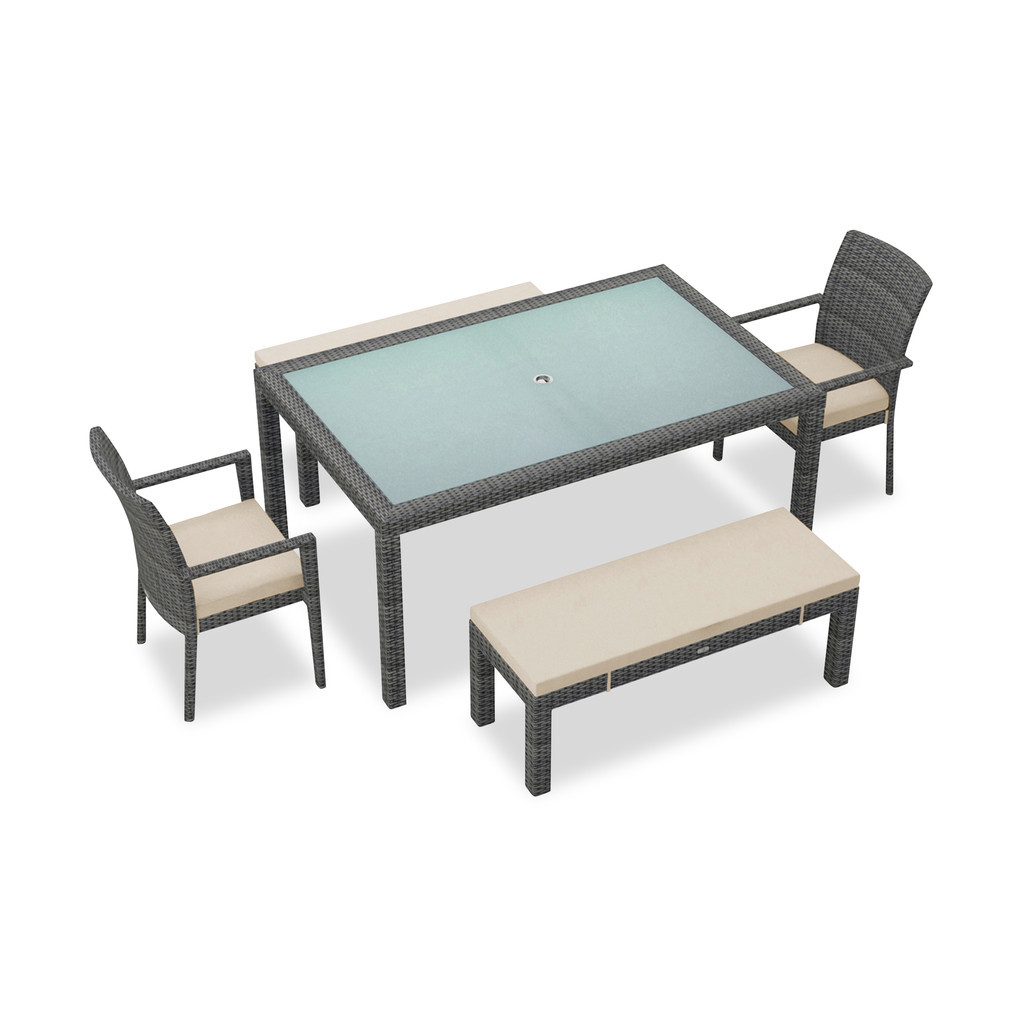 District 5 Piece 6-Seat Bench Dining Set In Canvas Flax and Slate | 1stopbedrooms