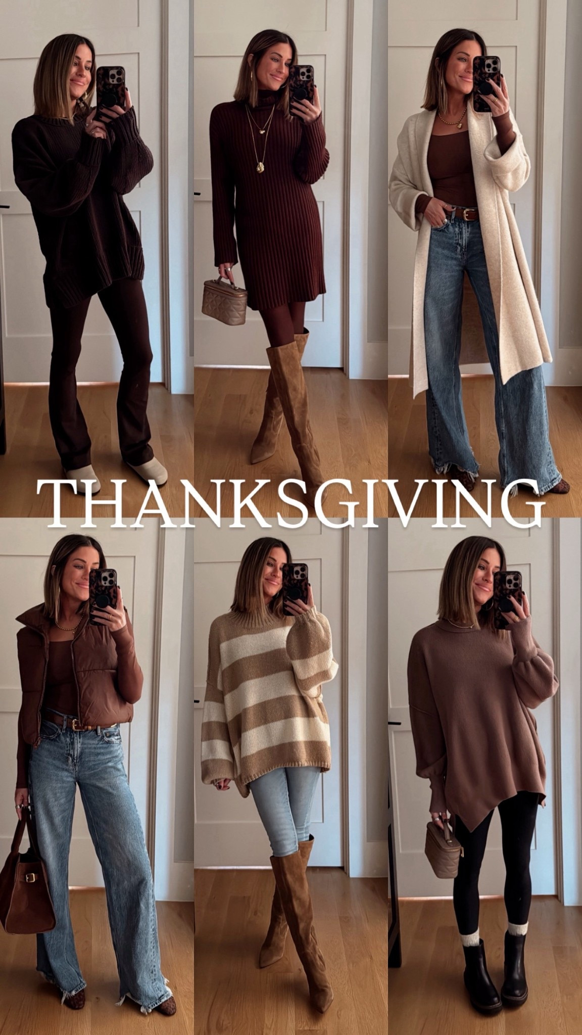 Cute and still super comfy!!🤎
SIZING:
Dress (xs)
Stripes sweater (small)
Vest (xs)
Long sleeve top (xs)
Brown sweater (medium)
Taupe sweater (medium)
Cardigan (small)

#LTKHoliday #LTKootd #LTKSeasonal