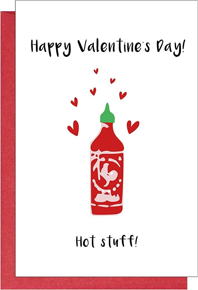 Maplelon Hot Stuff Valentine's Day Card, Funny Valentines Day Card for Husband Wife Boyfriend Gir... | Amazon (US)