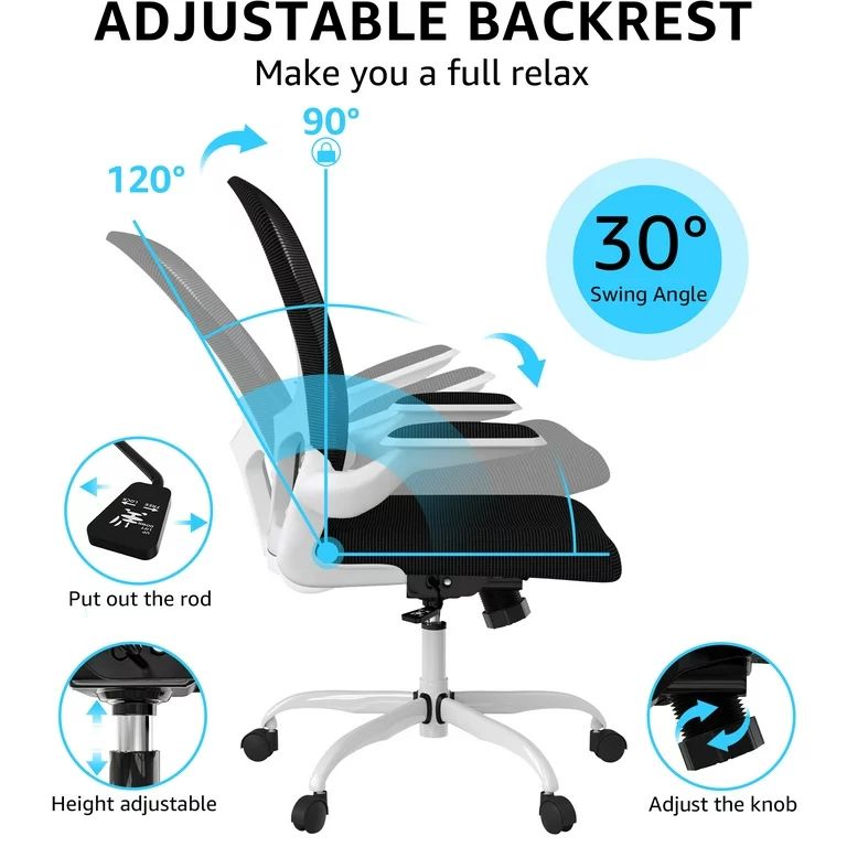 Ergonomic Office Chair, Comfort Home Office Task Chair, Lumbar Support Computer Chair with Flip-u... | Walmart (US)