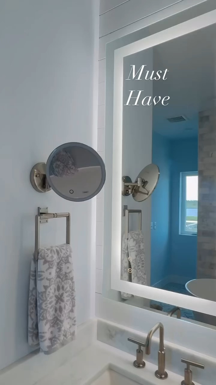Wall mounted, LED Rechargeable mirror in Satin Nickel Finish with gradiated light brightnesss

#LTKVideo #LTKBeauty #LTKHome
