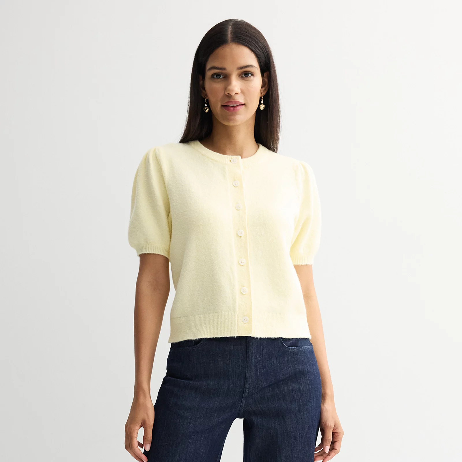 Women's Nine West Short Sleeve Cardigan, Size: XS, Zen Yellow | Kohl's