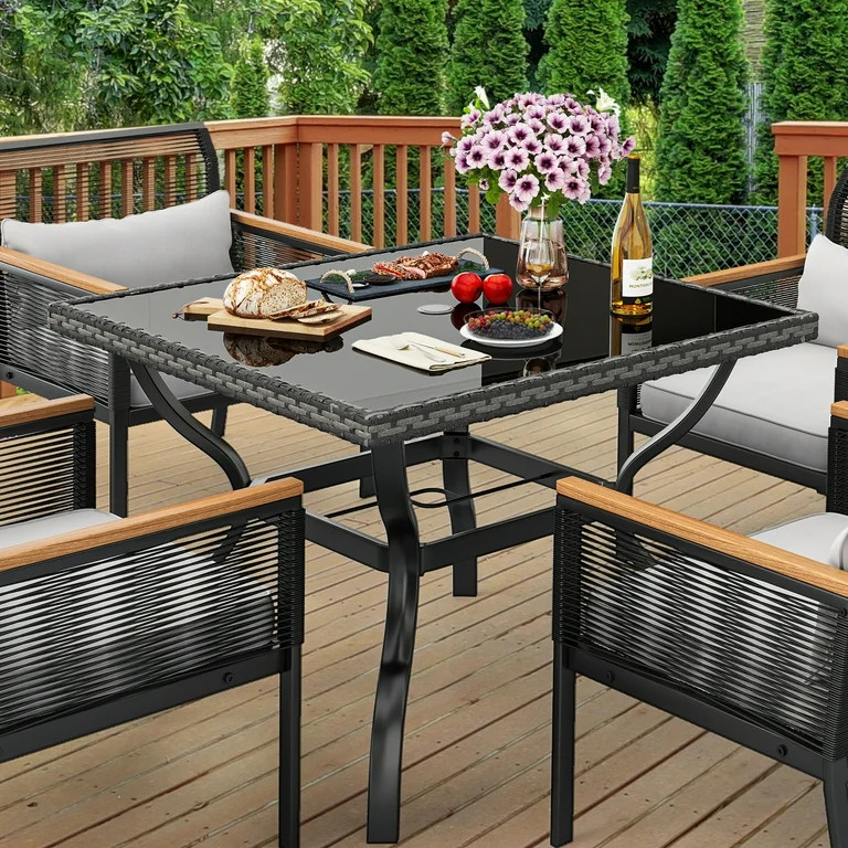 Dextrus 35.2" Iron Durable Outdoor Dining Table, Black | Walmart (US)