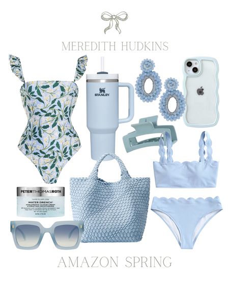 Spring fashion, summer fashion, white dress, floral swimsuit, one piece swimsuit, blue scalloped swimsuit, bikini, Stanley cup, womens sunglasses, woven purse, tote, beach bag, hair clip, iPhone case, beauty, Peter Thomas Roth water drench hyaluronic cloud cream hydrating moisturizer, Amazon, blue and white home

#LTKswim #LTKSeasonal #LTKunder50