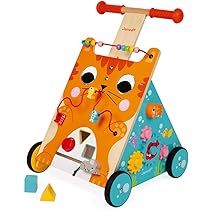 Janod Multi-Activities Adjustable Height Wooden Cat Baby Walker for Learning to Walk – Sit-to-S... | Amazon (US)
