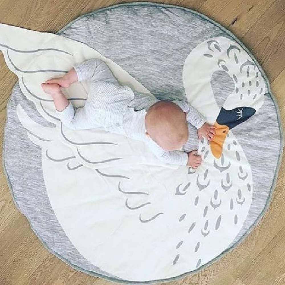 ABREEZE Play Pad Swan Baby Round Rug Crawling Mat Crawl Cushion Air-Conditioned Rug for Kids Chil... | Amazon (US)