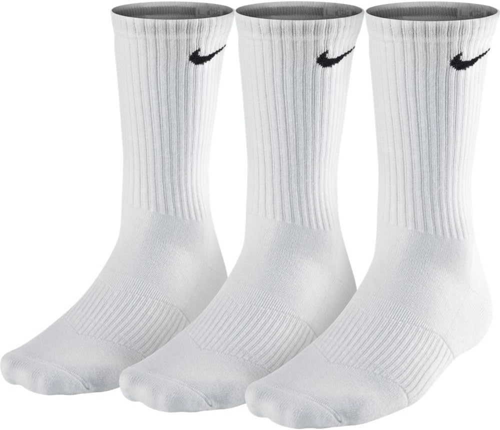 NIKE Performance Cushion Crew Training Socks (3 Pair), White, Medium | Amazon (US)