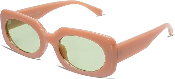 Rectangle Sunglasses for Women Retro Trendy Fashion Glasses Oval Lenses Narrow Thin Square Frame ... | Amazon (US)