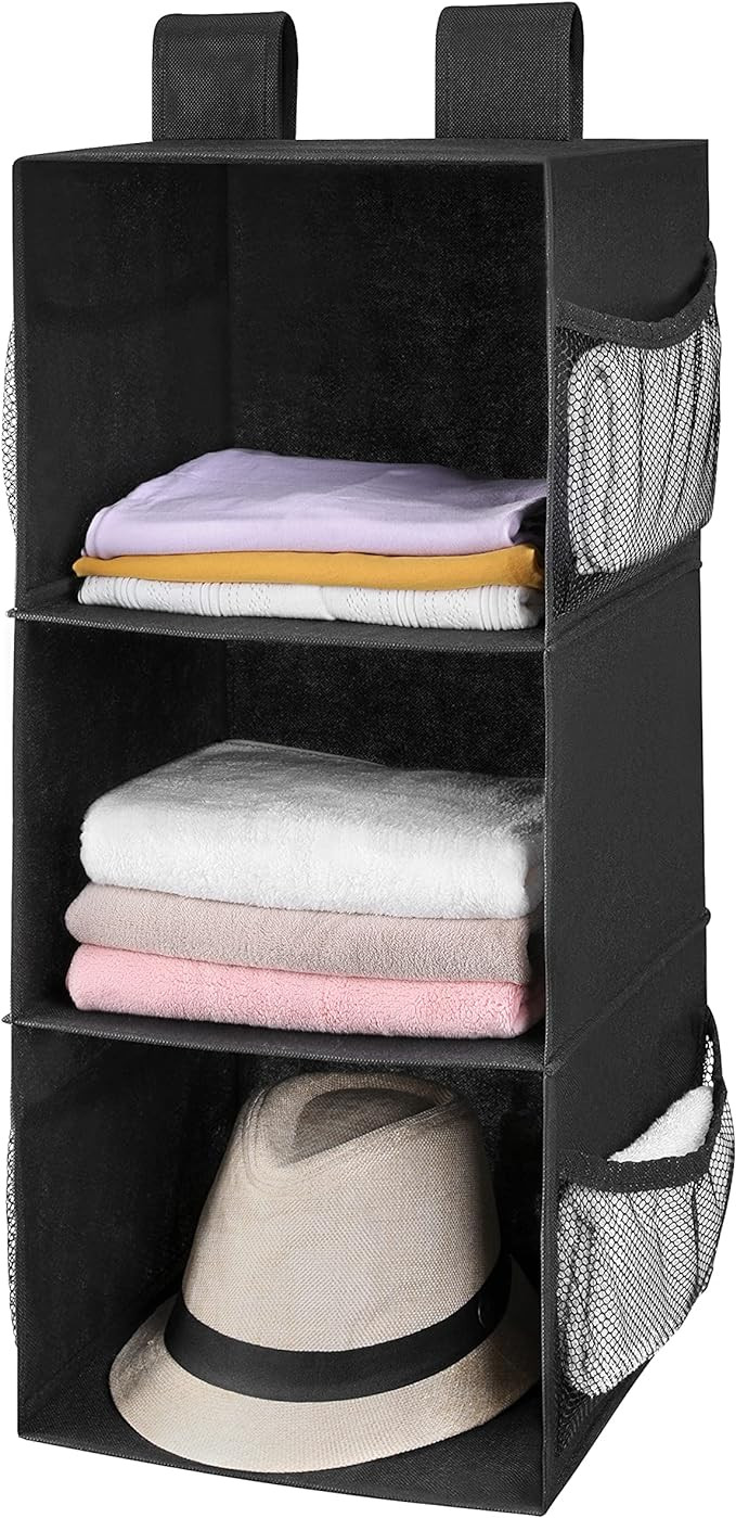 MAX Houser 3-Shelf Hanging Closet Organizer, Hanging Sweater Organizer, Foldable Hanging Shelves ... | Amazon (US)