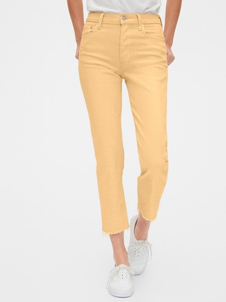 High Rise Cheeky Straight Jeans with Raw Hem | Gap (US)