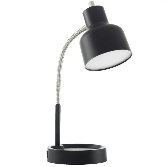 Mainstays LED Desk Lamp with Catch-All Base & AC Outlet, Matte Black | Walmart (US)