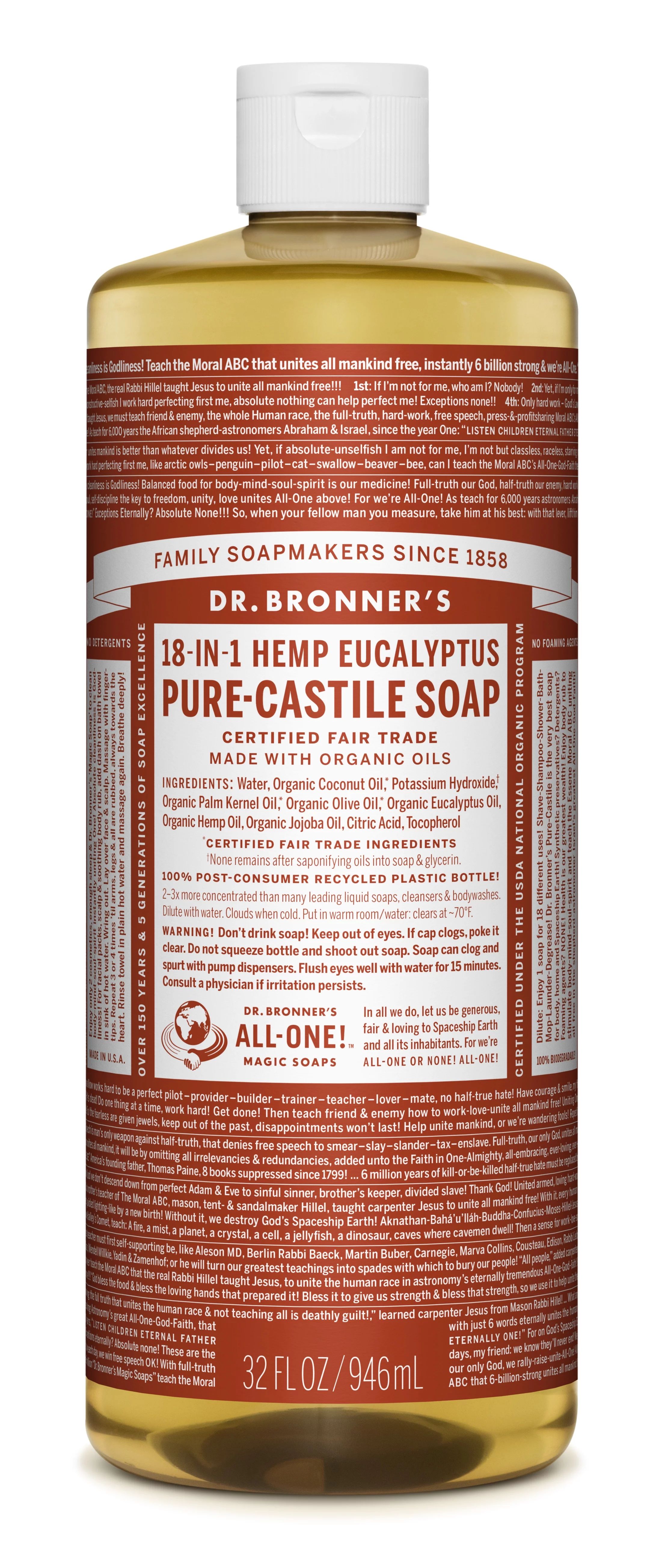 Dr. Bronner's Eucalyptus Pure-Castile Liquid Soap 32 oz | Walmart (US)