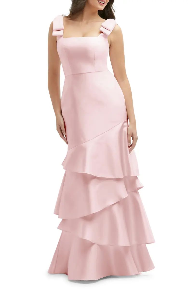 Dessy Collection Bow Shoulder Tiered Gown | Nordstrom | Nordstrom