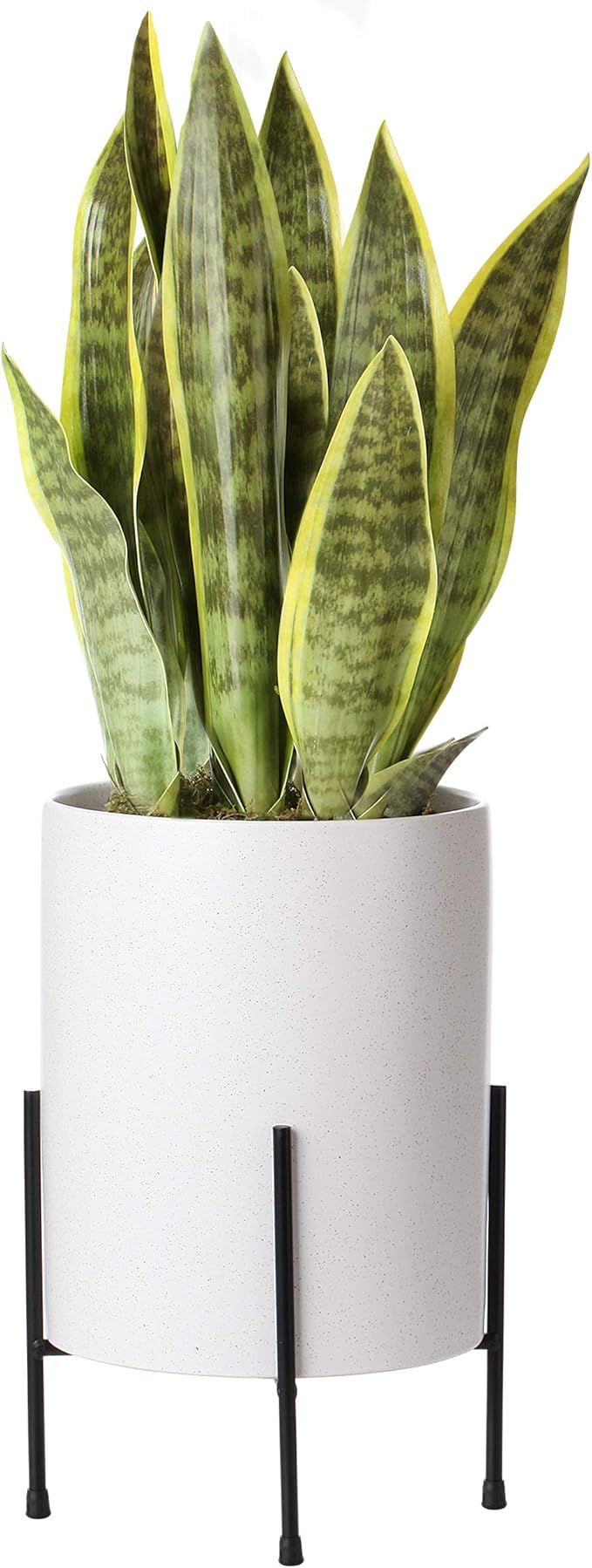 Mid Century Planter with Stand Included | 8 Inch Ceramic Plant Pot with Stand Perfect as an Indoo... | Amazon (CA)