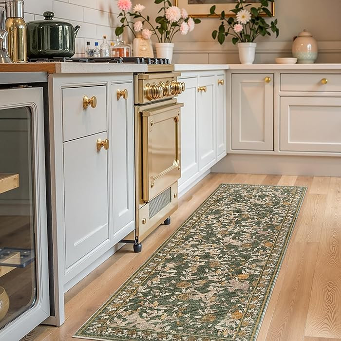 jinchan Eden Floral Washable Runner Rug 2x6 Vintage Hallway Rug Non-Slip Lightweight Soft Thin Ki... | Amazon (US)