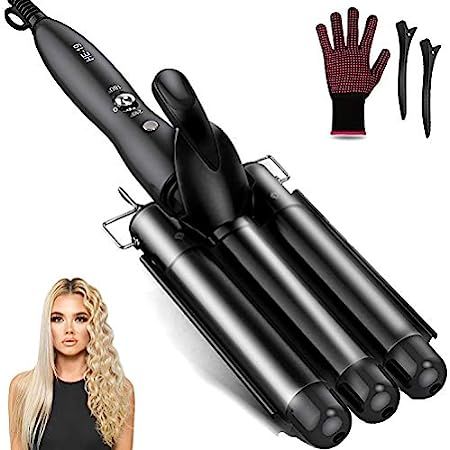3 Barrel Curling Iron Hair Crimper , TOP4EVER 25mm（1 inch ）Professional Hair Curling Wand with Two T | Amazon (US)