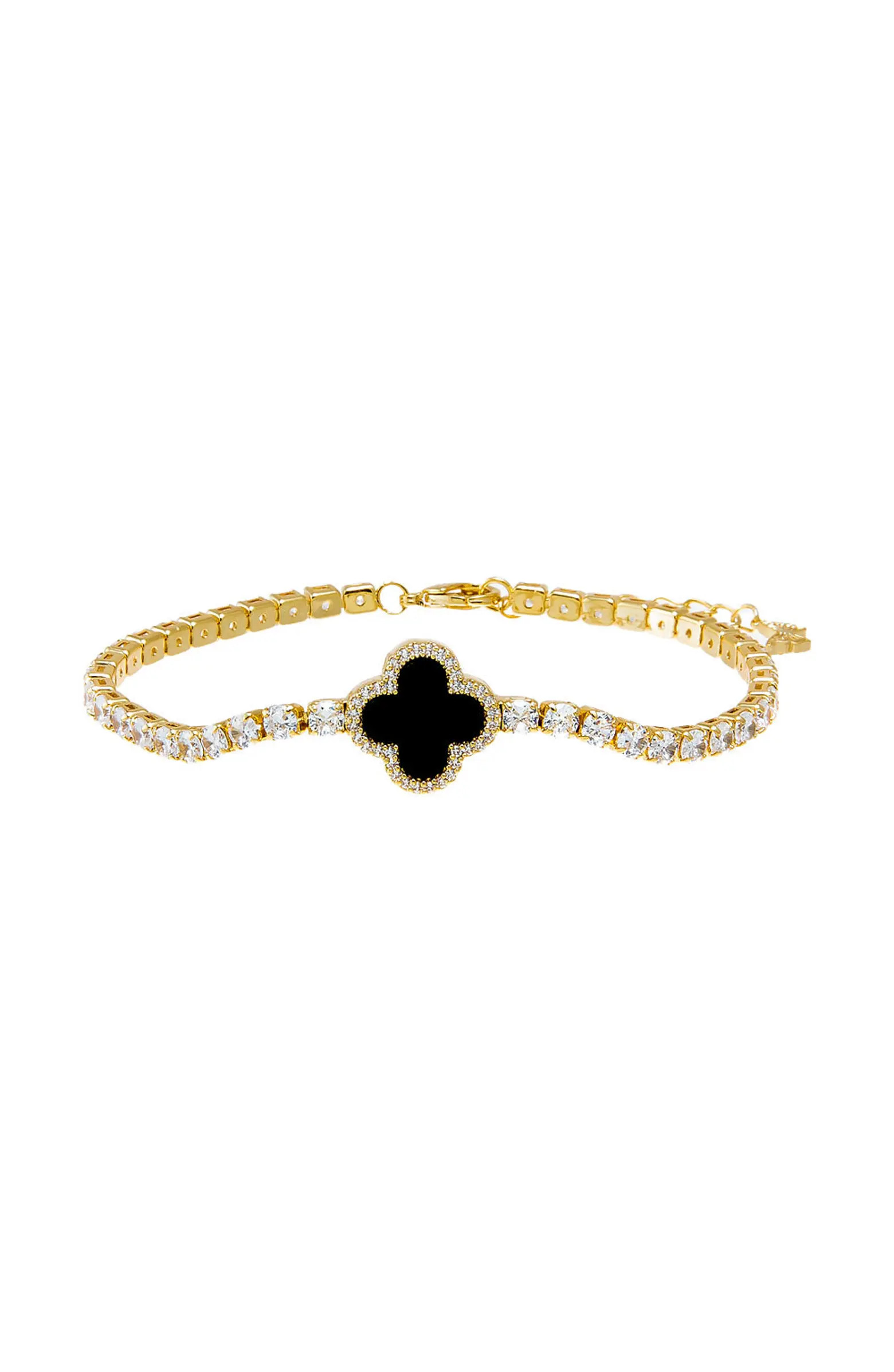BY ADINA EDEN Four Leaf Colored Stone Clover Tennis Bracelet | Nordstrom | Nordstrom