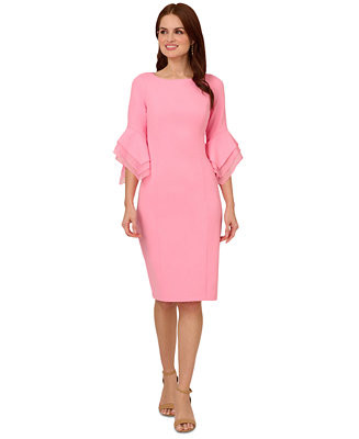 Adrianna Papell Women's Crepe Tiered-Sleeve Sheath Dress - Macy's | Macy's