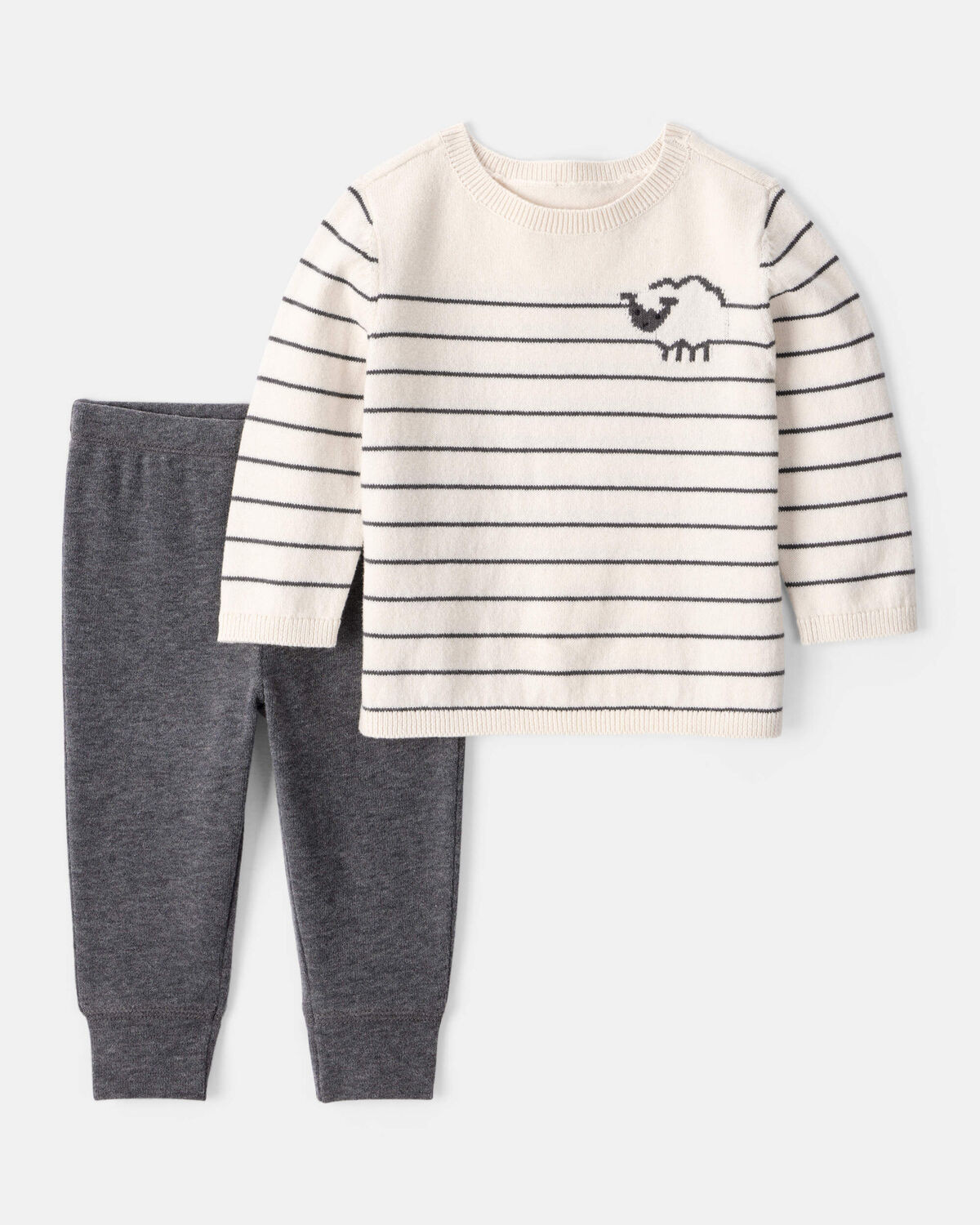 Baby Boy Sheep Long-Sleeve Tee & Pant Set - White/Grey | Carter's Inc