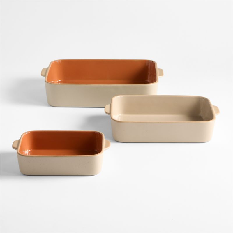 Autumn Speckle 3-Piece Ceramic Bakers Set | Crate & Barrel | Crate & Barrel