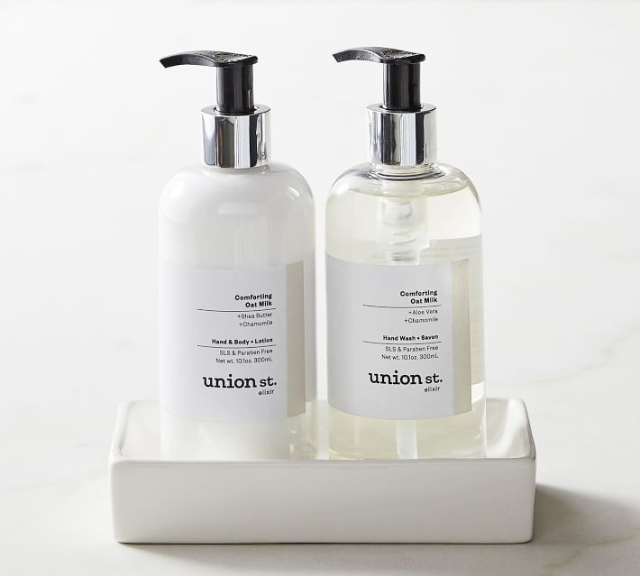Union St. Elixir Comforting Oat Milk Soap & Lotion Caddy Set | Pottery Barn (US)