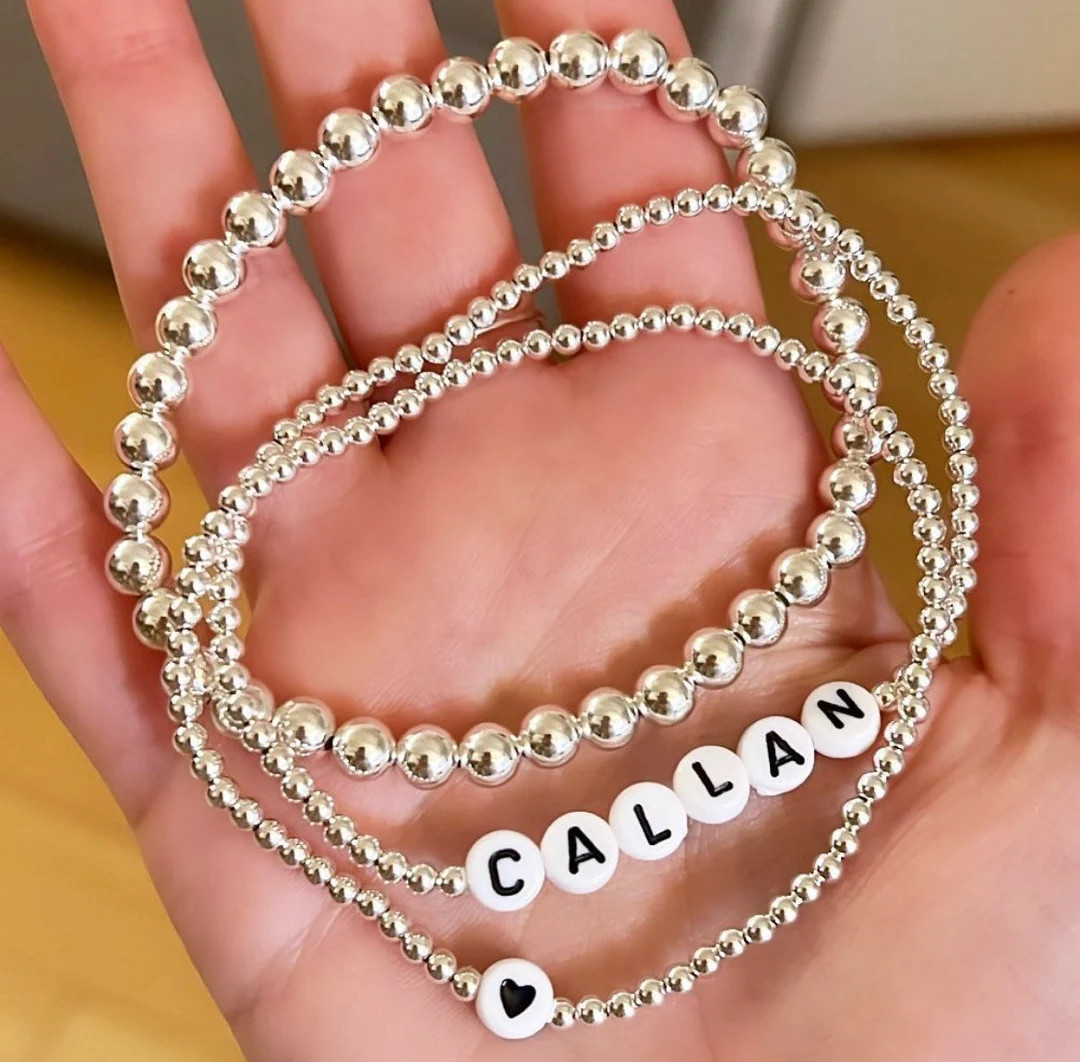 Personalized or Plain Sterling Silver Bracelet No Tarnish Water Resistant Custom Name Bracelet Be... | Etsy (US)