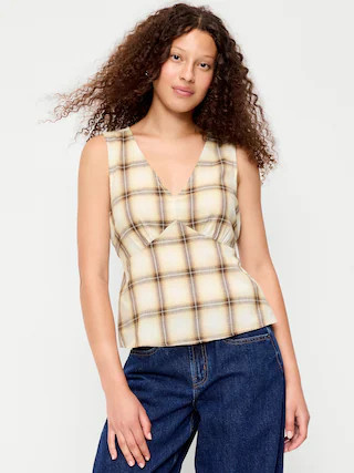 Sleeveless V-Neck Tie-Back Top | Old Navy (US)