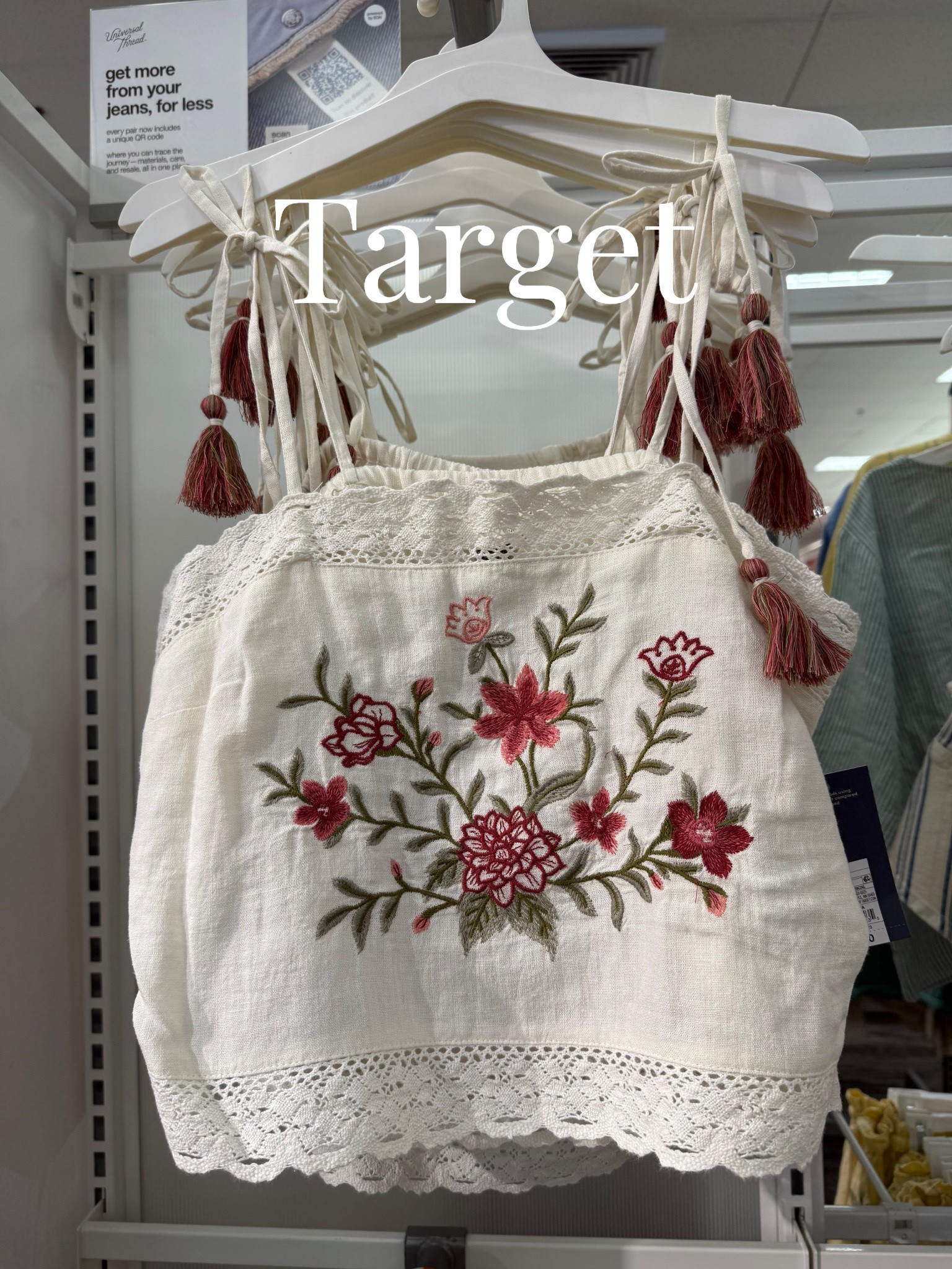 Embroidered tank at Target. Also has shorts to match. 