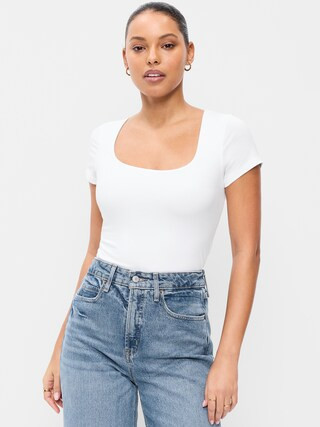 Hug Double-Layer Scoop-Neck Top | Old Navy (US)