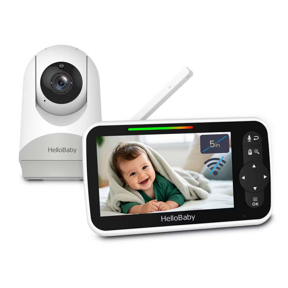 HelloBaby 5" Video Baby Monitor with Remote Pan-Tilt-Zoon (HB6251) - White | Target