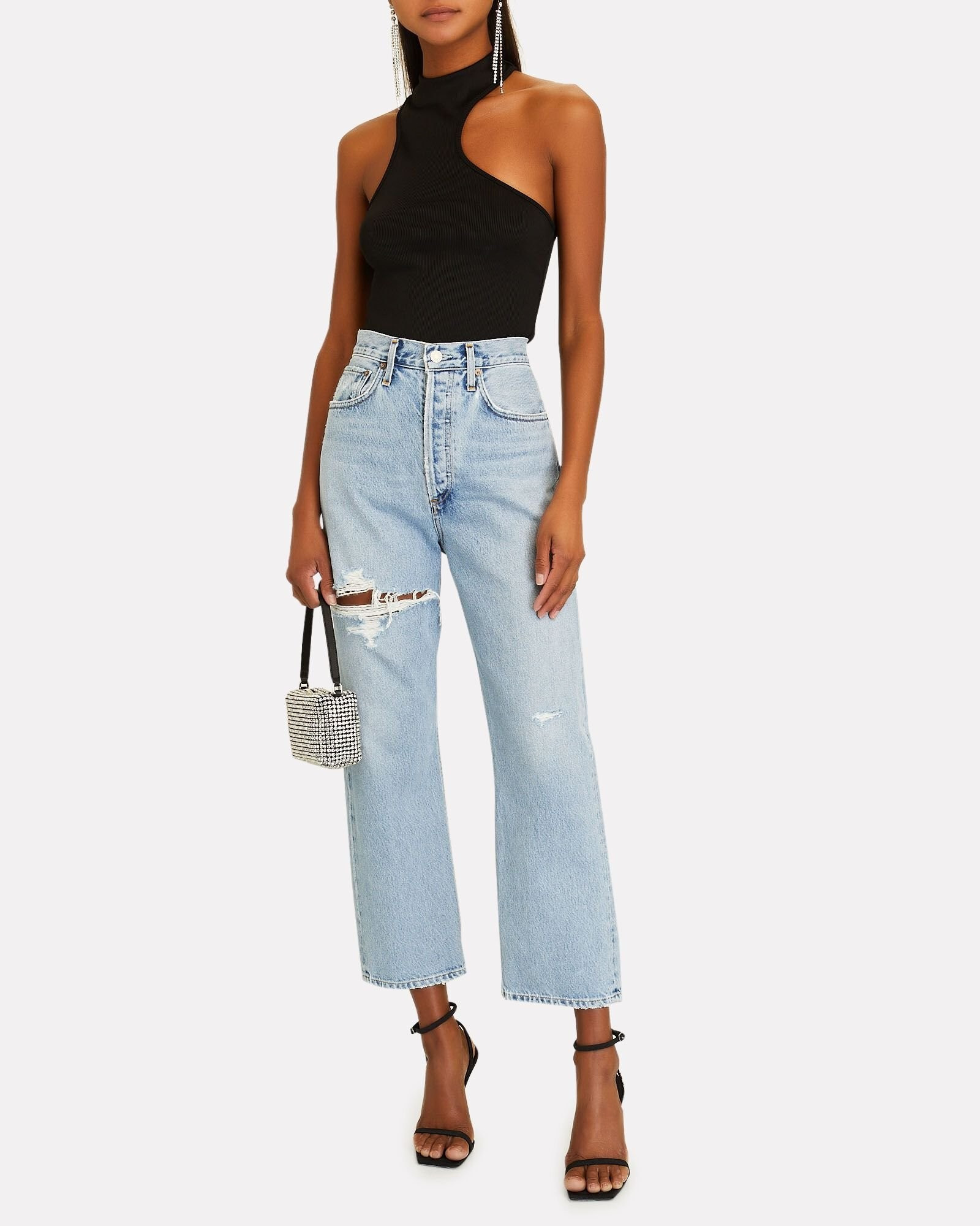 90s Crop Distressed Jeans | INTERMIX