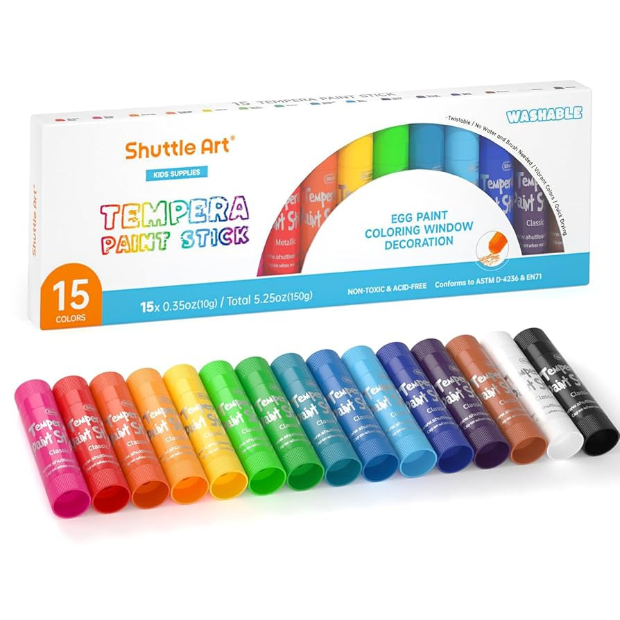 Tempera Paint Sticks, 15 Colors Solid Tempera Paint for Kids, Super Quick-drying, Washable, Works... | Amazon (US)