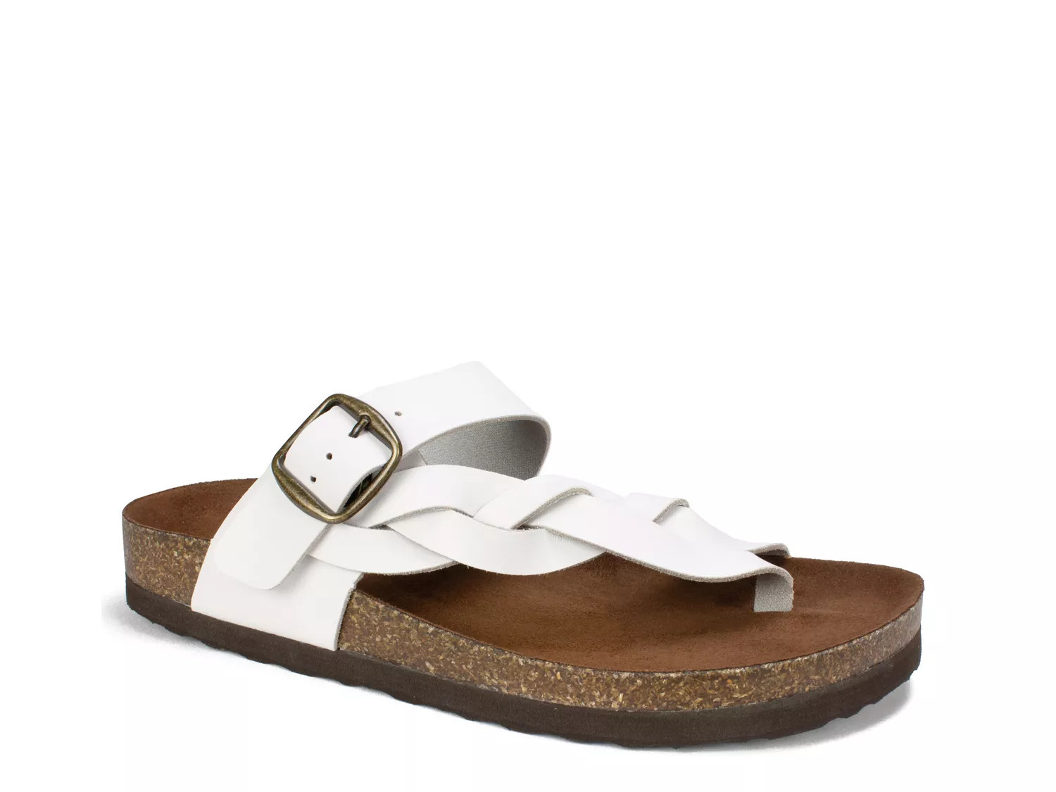 White Mountain Crawford Flat Sandal | Women's | White Leather | Size 9 | Sandals | Footbed | DSW